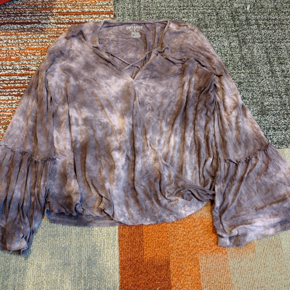 Purple Tie-Dye Flowy Top